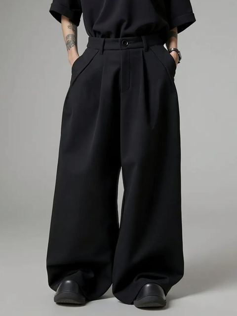 Item No. 12 — Black pleated wide trousers